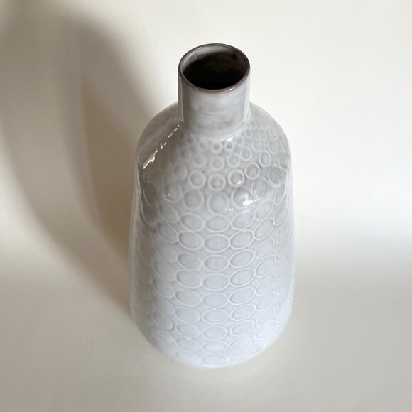 Crate & Barrel Tall White Dot Circle Small Neck Geometric Vase 13" - Picture 3 of 12